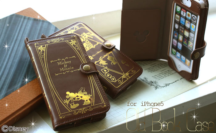 ディズニーの洋書風iPhone5ケースがあなたを夢の世界へ誘います♪ Disneyキャラクターが金箔でデザインされた、上品な本革ケースの販売開始。