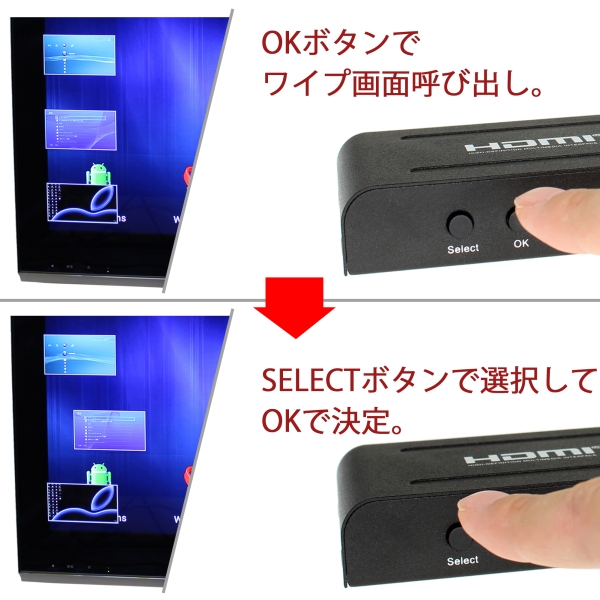 【上海問屋限定販売】　 切り替え先の画面がワイプ画面で確認OK HDMI1.4b 4K2K対応 PIP機能搭載 4入力1出力HDMI切替器　販売開始
