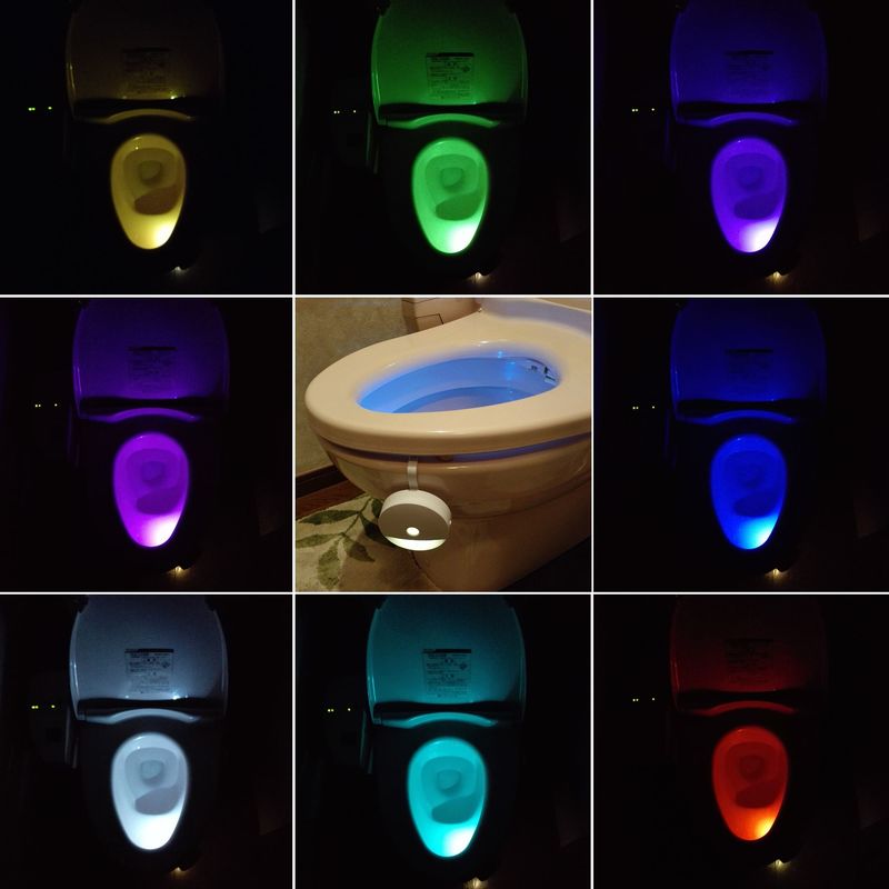 【上海問屋限定販売】 トイレをムーディに演出 8色のライトで癒やしの空間に モーションセンサーカラフルLEDライト　販売開始