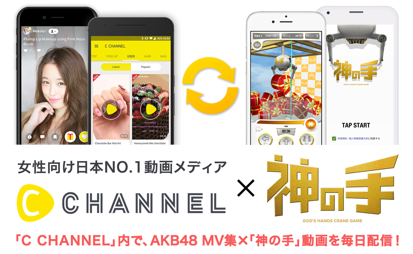 女性向け日本NO.1動画メディア 「C CHANNEL」と「神の手」コラボスタート！  AKB48最新ミュージックビデオ集発売記念！